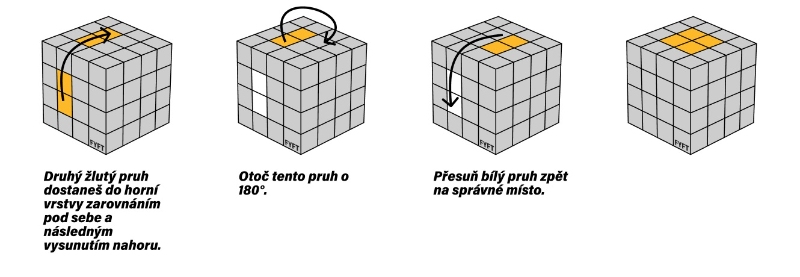 Návod jak složit Rubikovu kostku 4x4 - žlutý střed